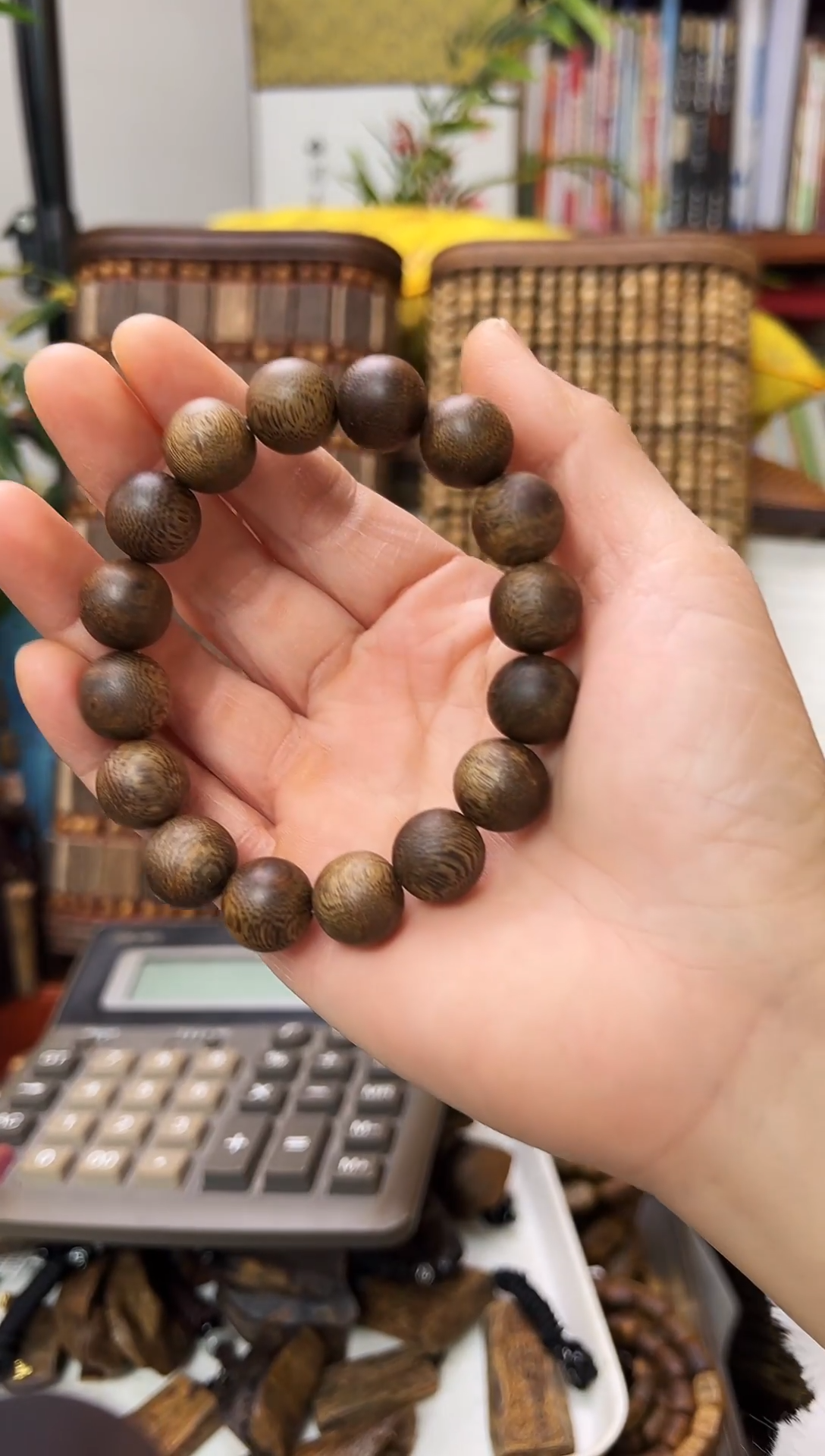 沉香手串棋楠张勺子圆珠单圈