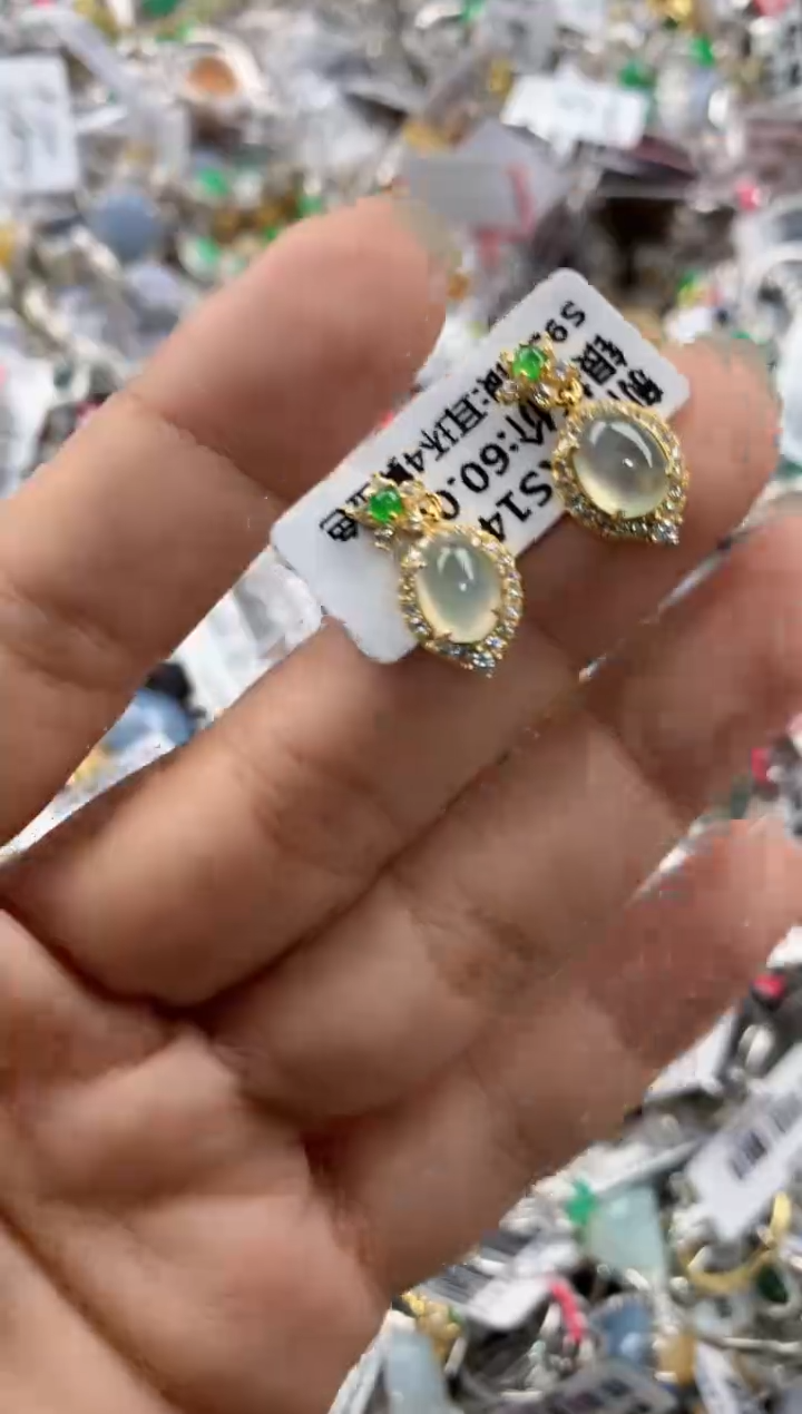 银S925镶嵌戒指翡翠333---1