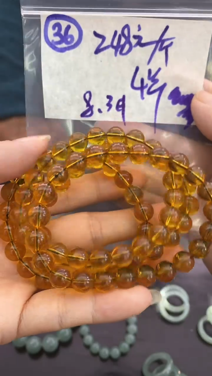 未镶嵌定制琥珀36珠串248元毛货需精抛光多样性发其一