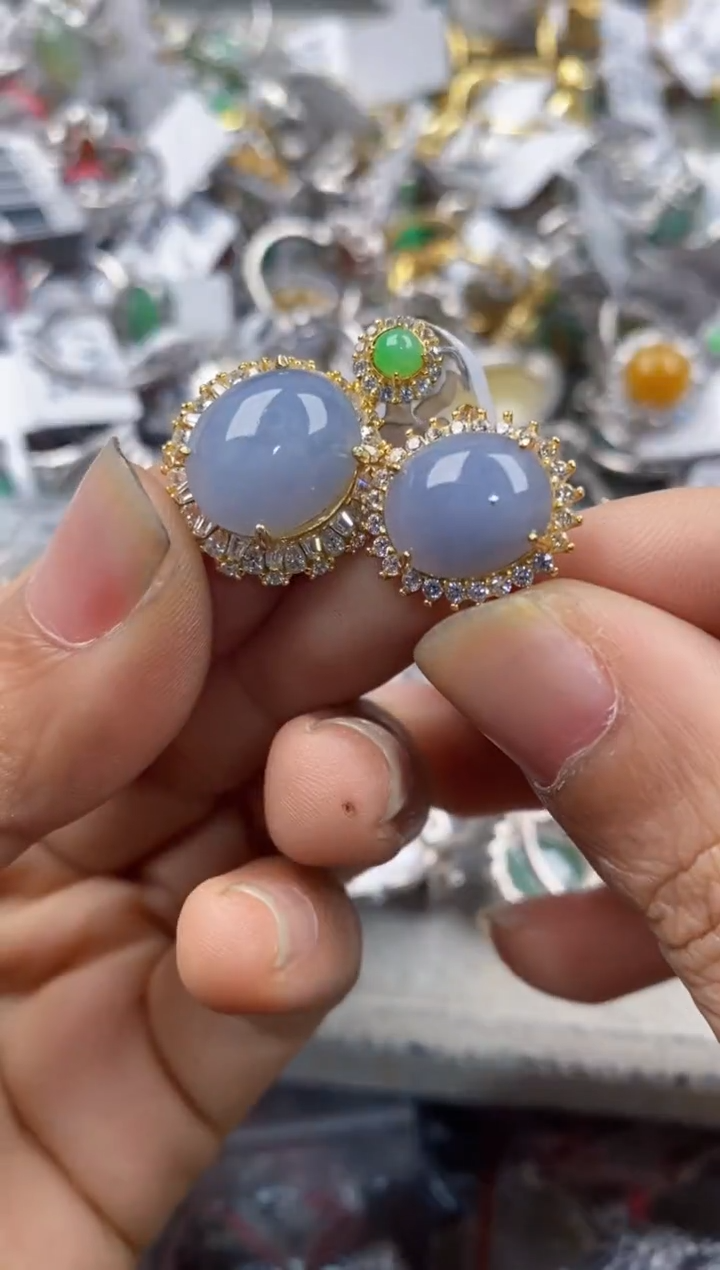 银S925镶嵌戒指翡翠666----1