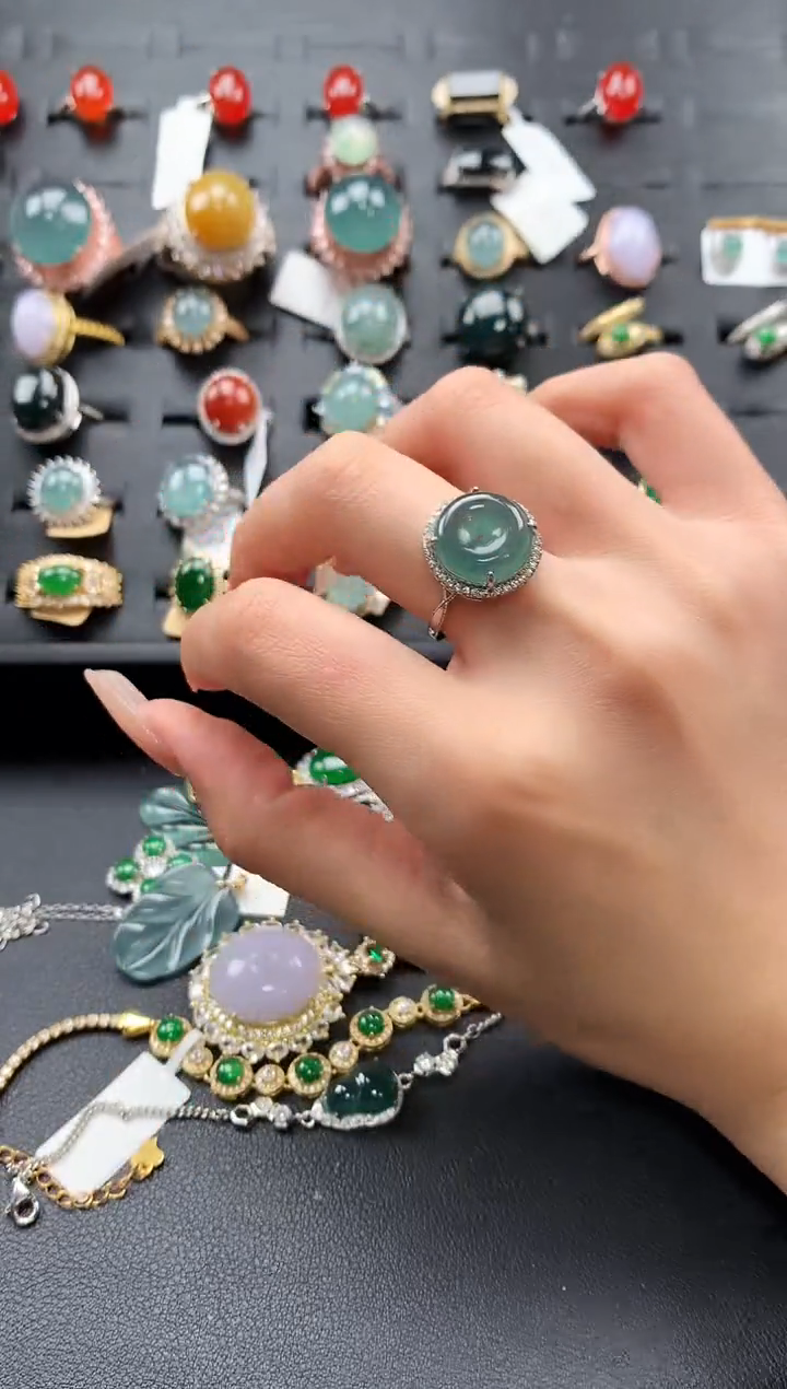 【闪购商品】翡翠戒指银S925镶嵌463543