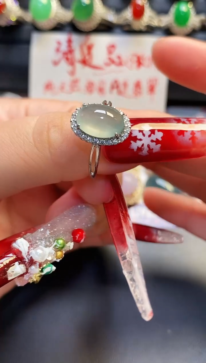 银S925镶嵌戒指翡翠天然