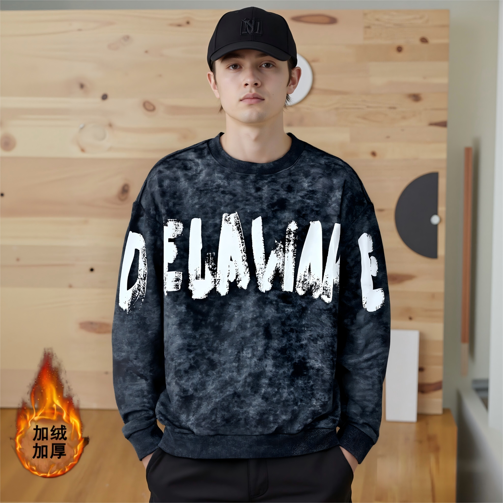 加绒加厚--欧潮阔版卫衣男女同款--9210-1