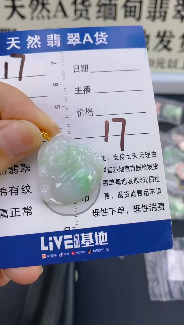 【闪购商品】翡翠颈饰18K金镶嵌天然A货翡翠  17