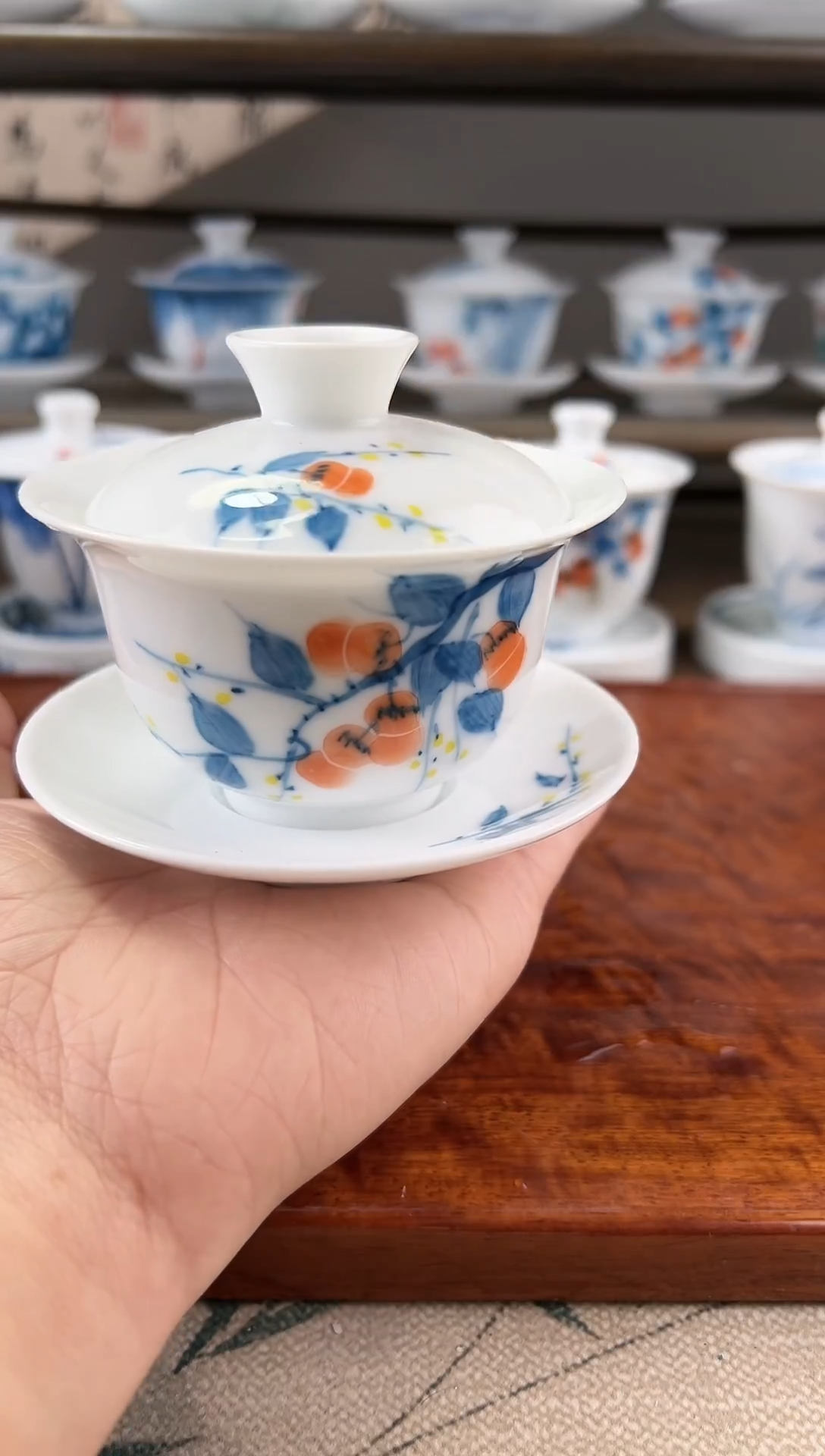 微瑕柿子130ml三才盖碗