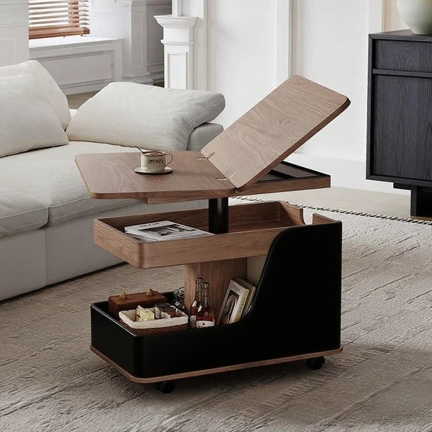 可折叠升降移动巴士小餐车现代简约户型客厅家用高级推车边几角几