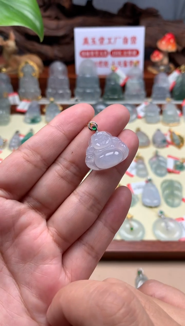 【闪购商品】翡翠颈饰18K金镶嵌佛公