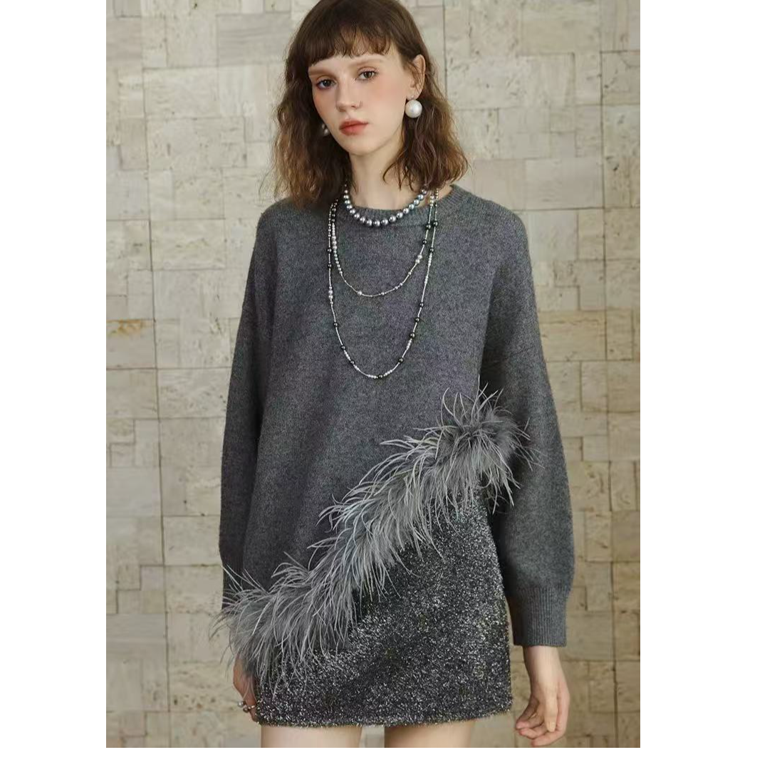 冬季套装女高级感2025新款小众设计感不规则针织毛衣甜辣包臀半裙