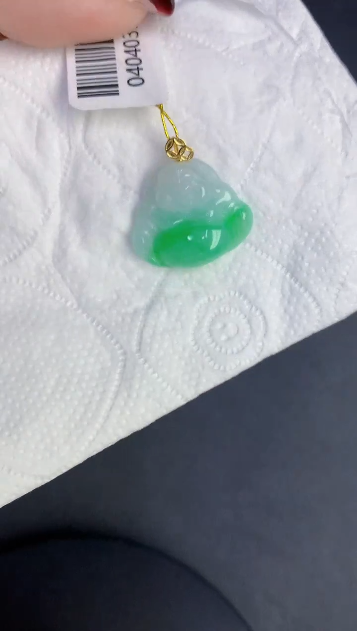 颈饰18K金镶嵌翡翠缅甸天然翡翠a货