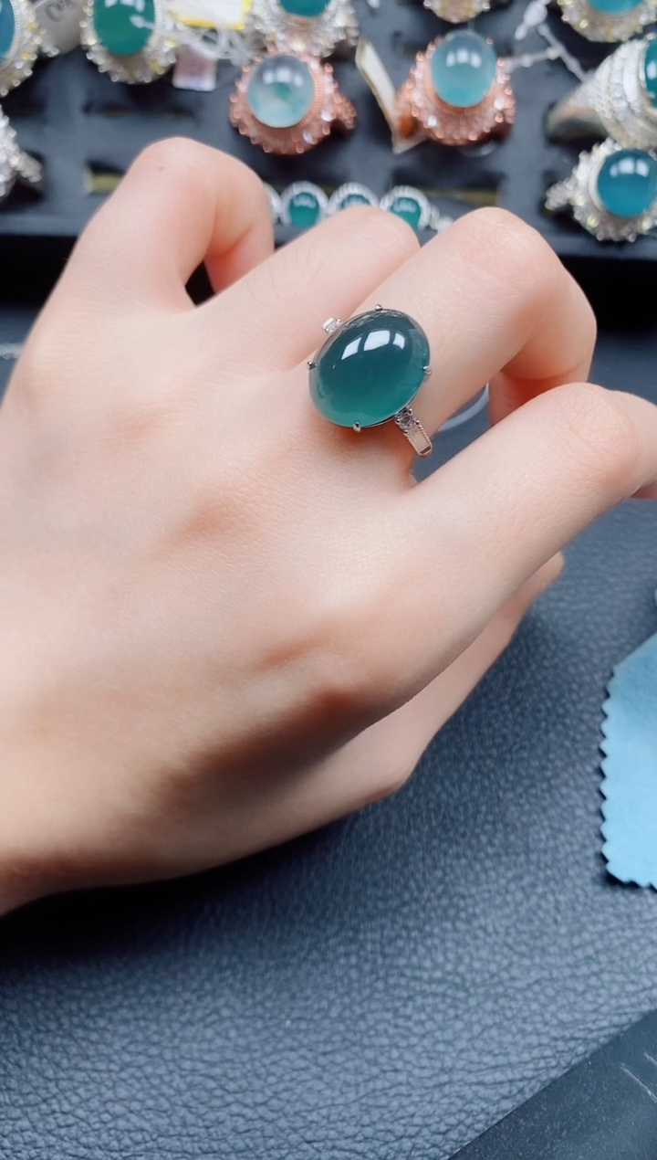 翡翠银S925镶嵌戒指翡翠