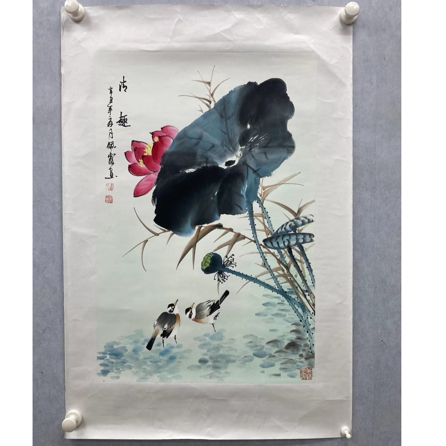 武佩霞 清趣 四尺三开 宣纸手绘