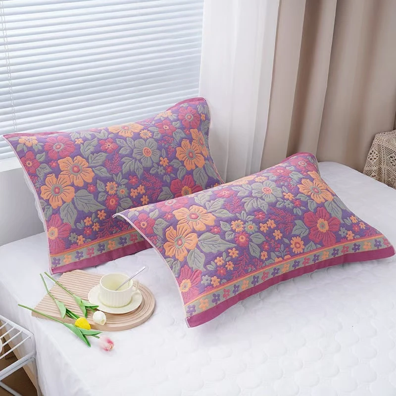 爆款成人枕巾一对加大加厚纱布棉大号枕巾透气吸汗隔脏不起球情侣