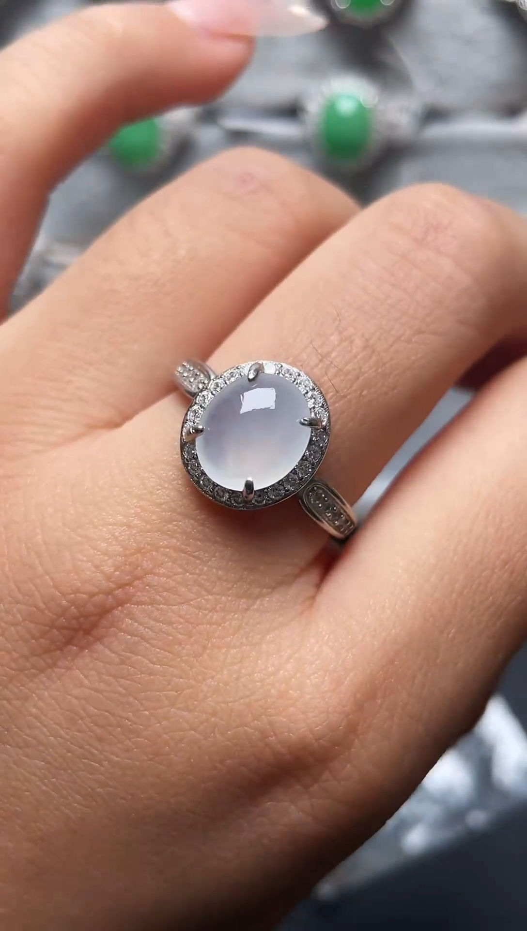 银S925镶嵌戒指翡翠百内无证书