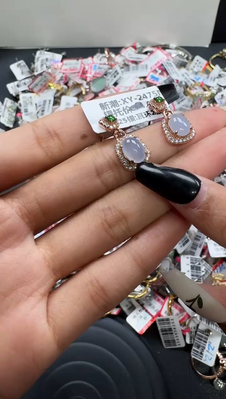 翡翠戒指银S925镶嵌戒指434