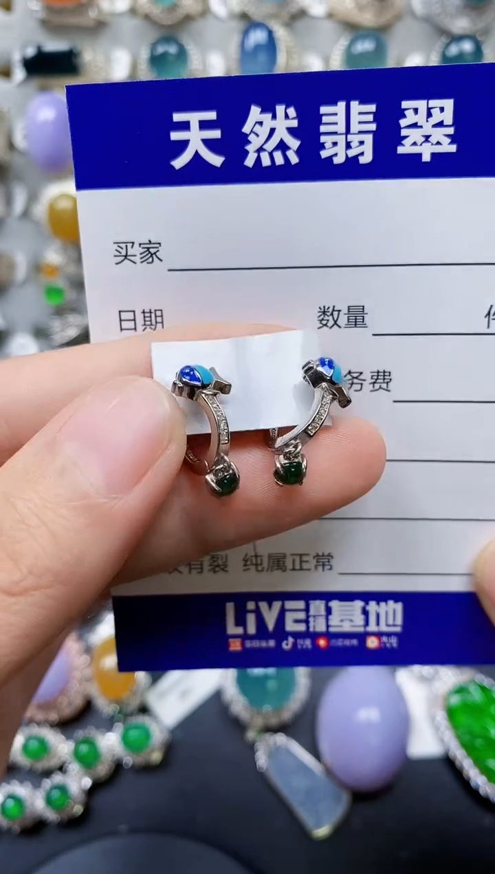 【闪购商品】翡翠耳饰银S925镶嵌0327