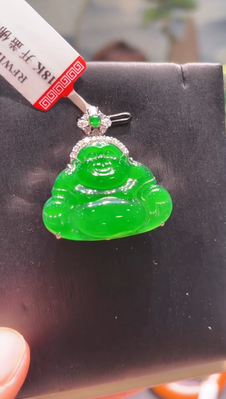 【闪购商品】翡翠颈饰18K金镶嵌A61天然A货翡翠