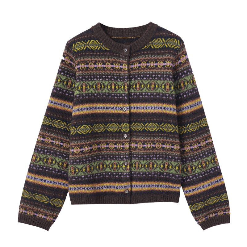 2025新秋冬100耗牛毛高级感费尔岛复古圆领