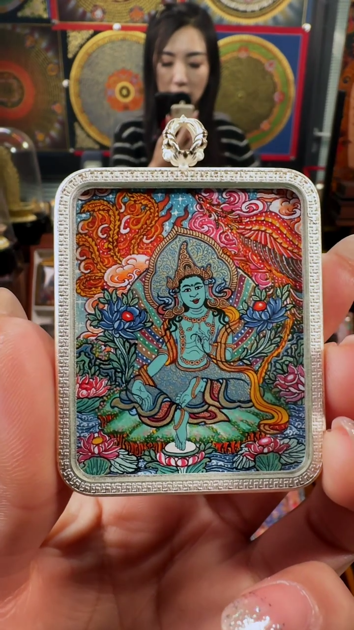 【闪购商品】吊坠壹善缘城手绘唐卡绿度