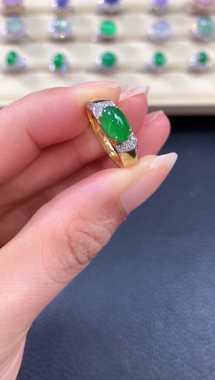 【闪购商品】翡翠戒指18K金镶嵌b54 多样性一件发货