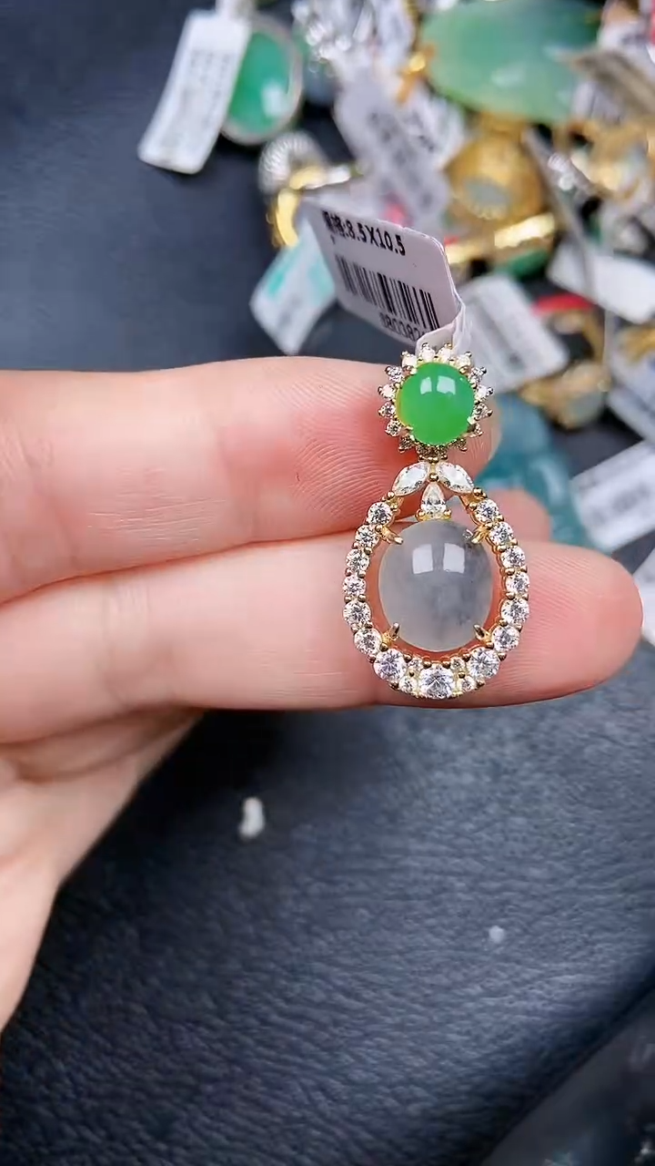 颈饰银S925镶嵌翡翠0896