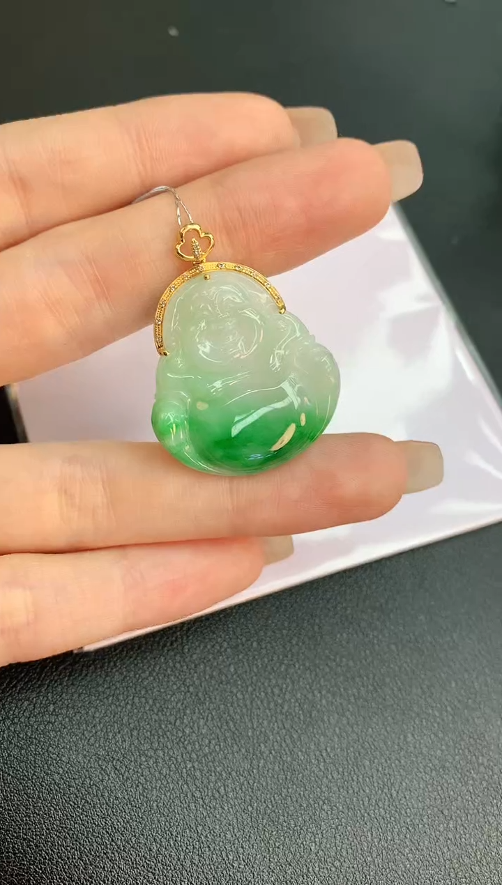 【闪购商品】翡翠颈饰18K金镶嵌赠礼盒证书 珍珍