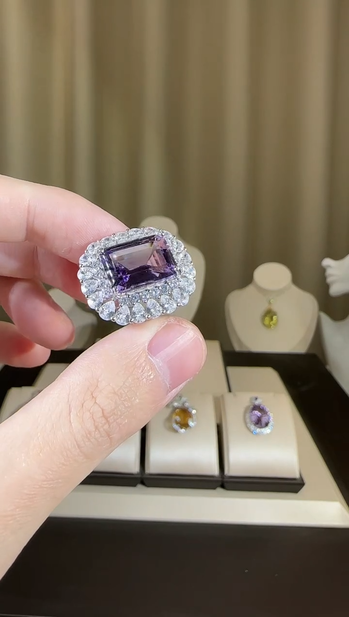 【闪购商品】紫晶戒指银S925镶嵌10*14mm