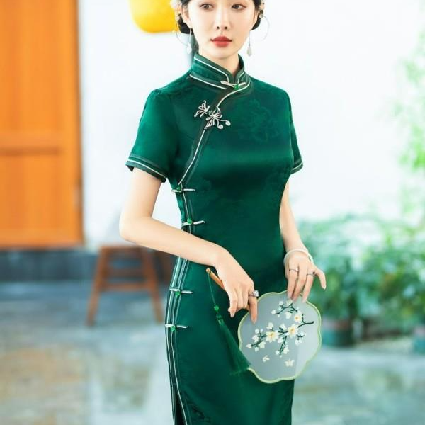 3126民国风优雅中长款复古夏季显瘦中式旗袍大码气质旗袍