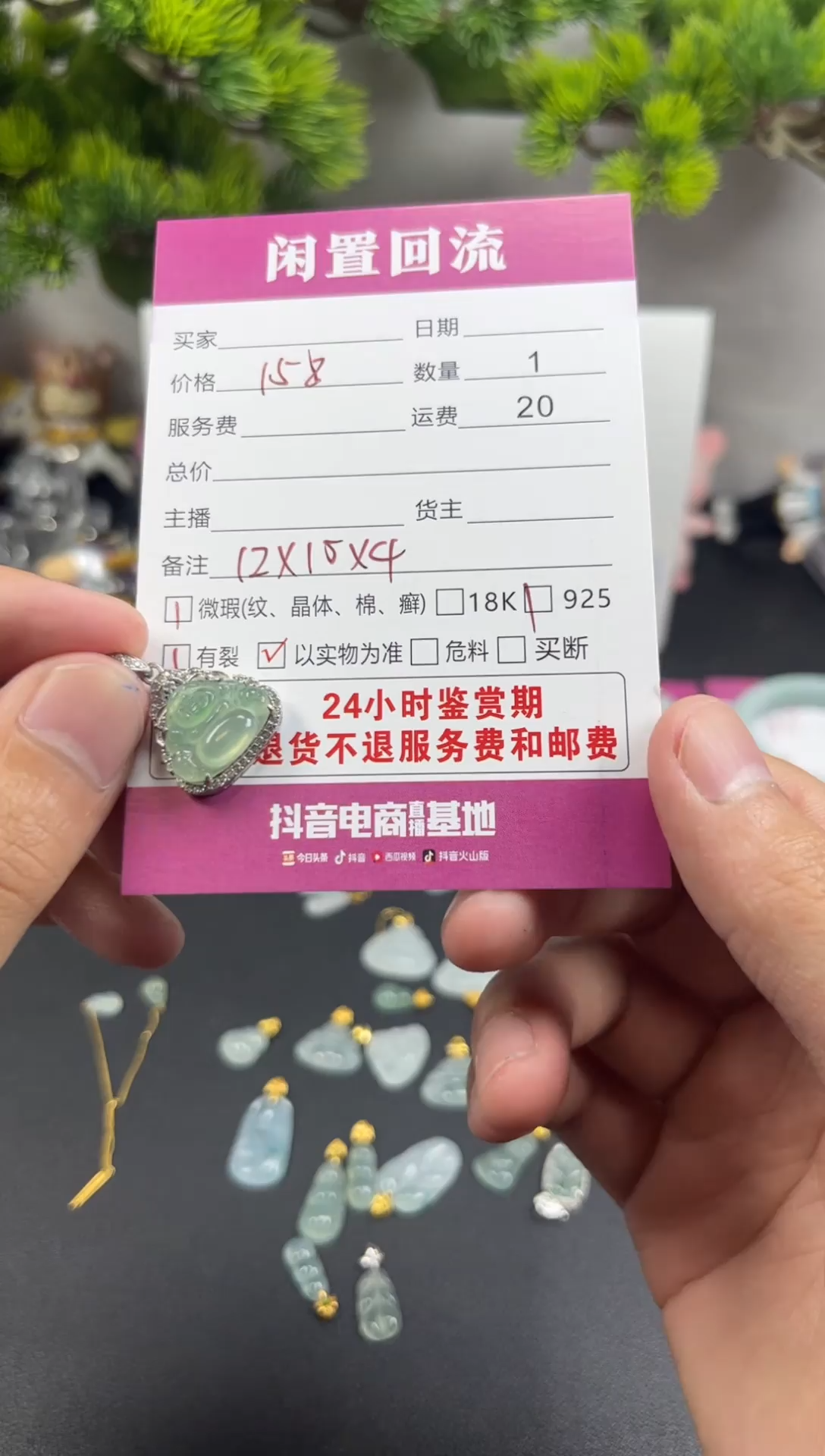 颈饰银S925镶嵌翡翠翡翠