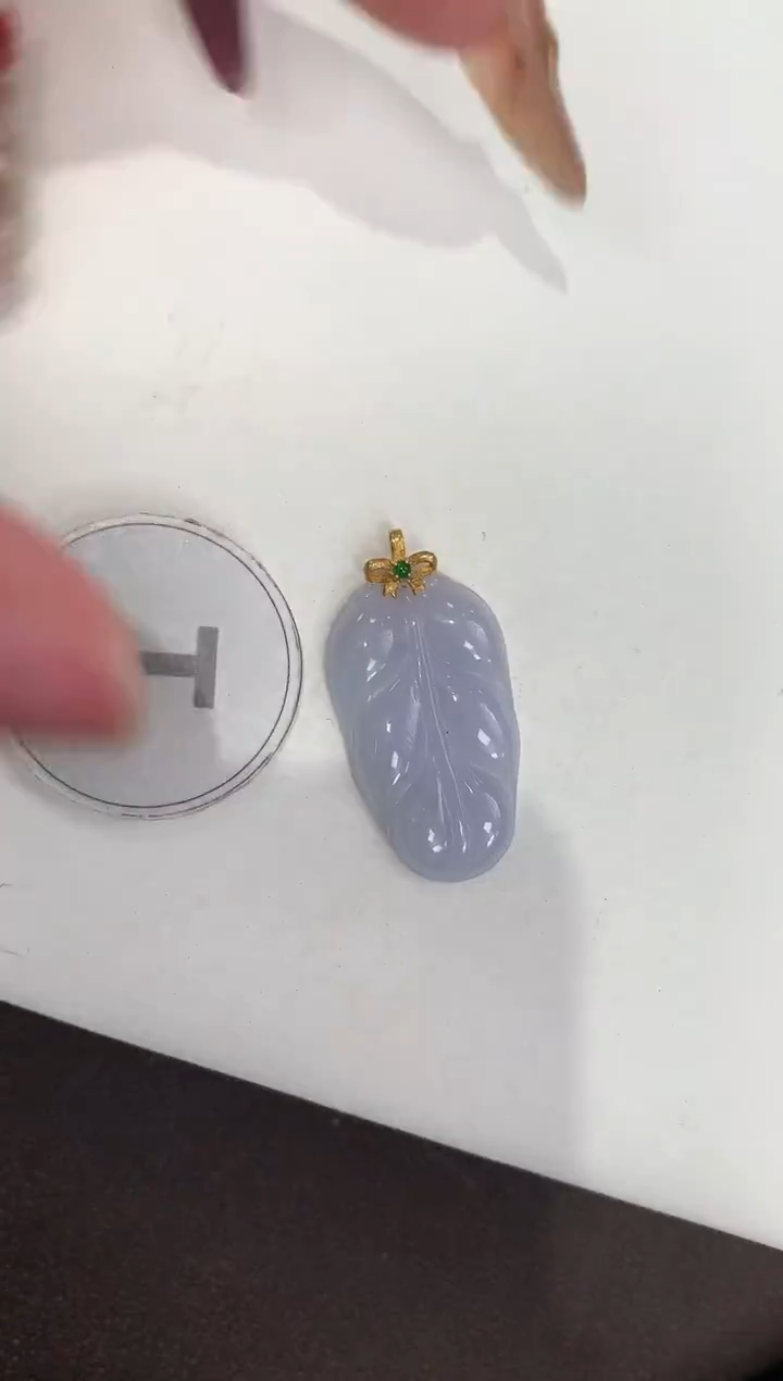 颈饰18K金镶嵌翡翠天然缅甸A货翡翠