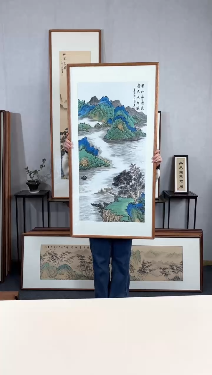 【闪购商品】国画手绘*得山水清气*62*123cm实木框