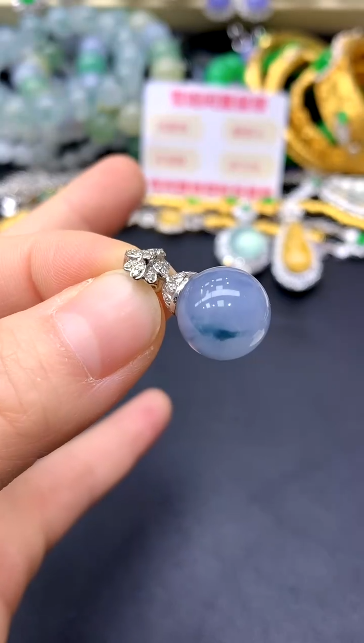 颈饰18K金镶嵌翡翠389-中国好珍宝