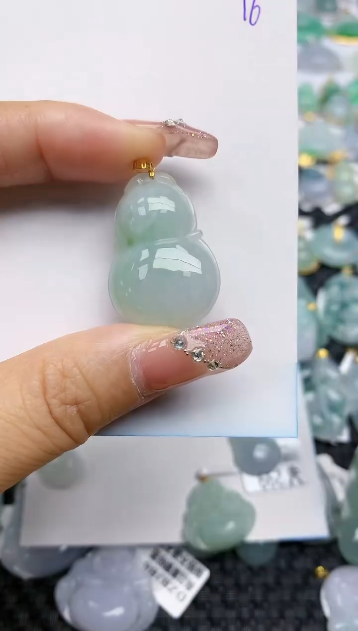 【闪购商品】翡翠颈饰18K金镶嵌天然A货翡翠 16