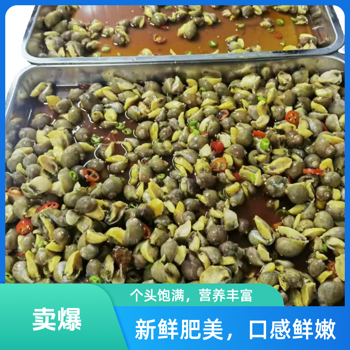 1【现做现发】大连麻辣捞汁鲍螺假鲍鱼老婆脚500g*2桶固形物大于70%