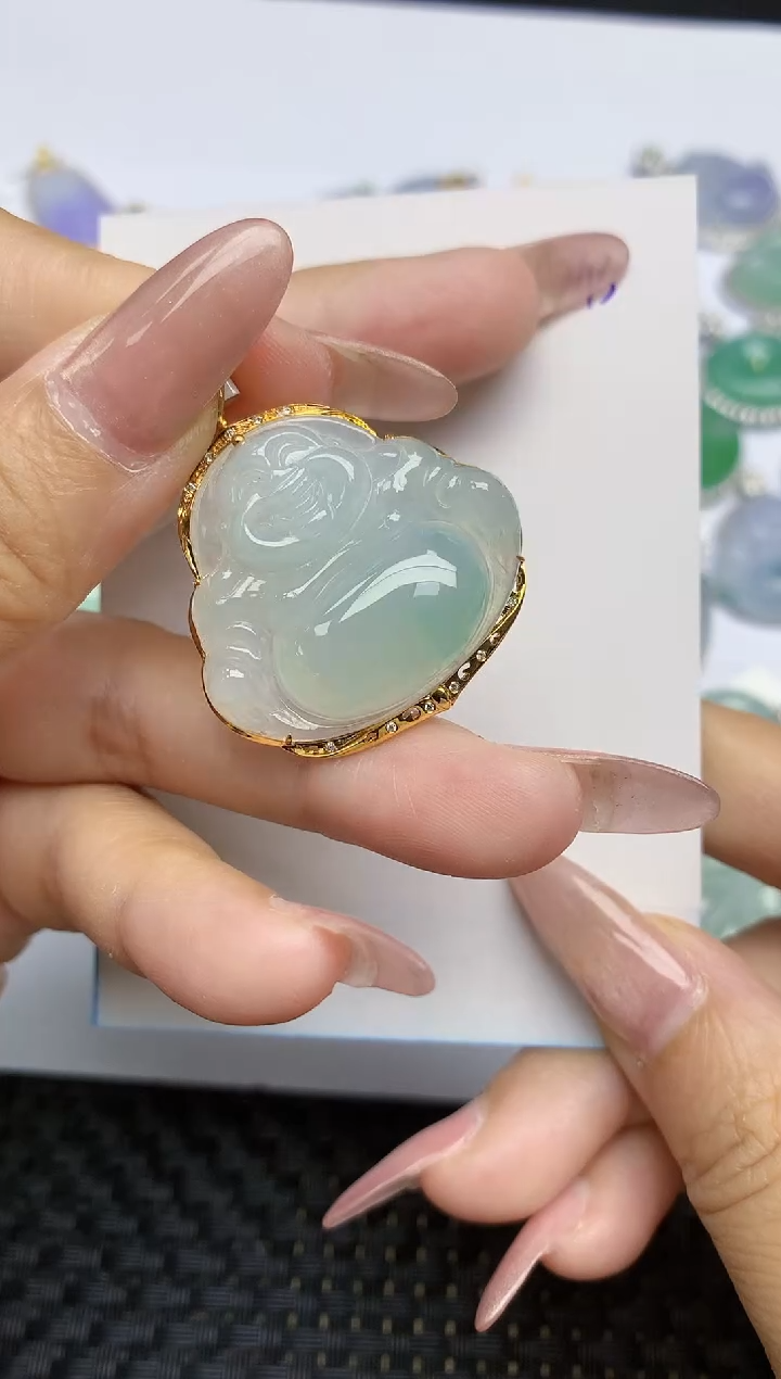 【闪购商品】翡翠颈饰18K金镶嵌天然A货翡翠 243