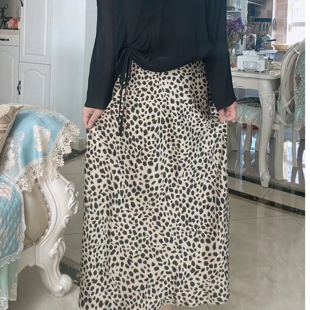 夏季新款松紧腰气质显瘦豹纹半身裙