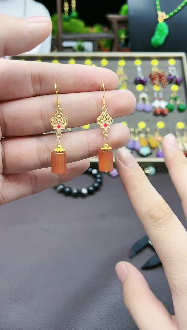 【闪购商品】玛瑙/玉髓耳钉银S925镶嵌423000