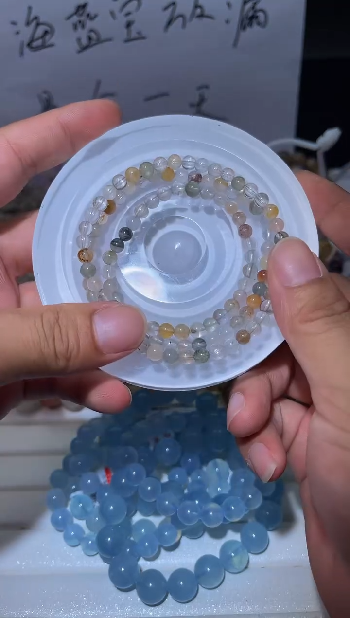 水晶手串未镶嵌L3-5mm彩兔毛多圈-多样性发其一