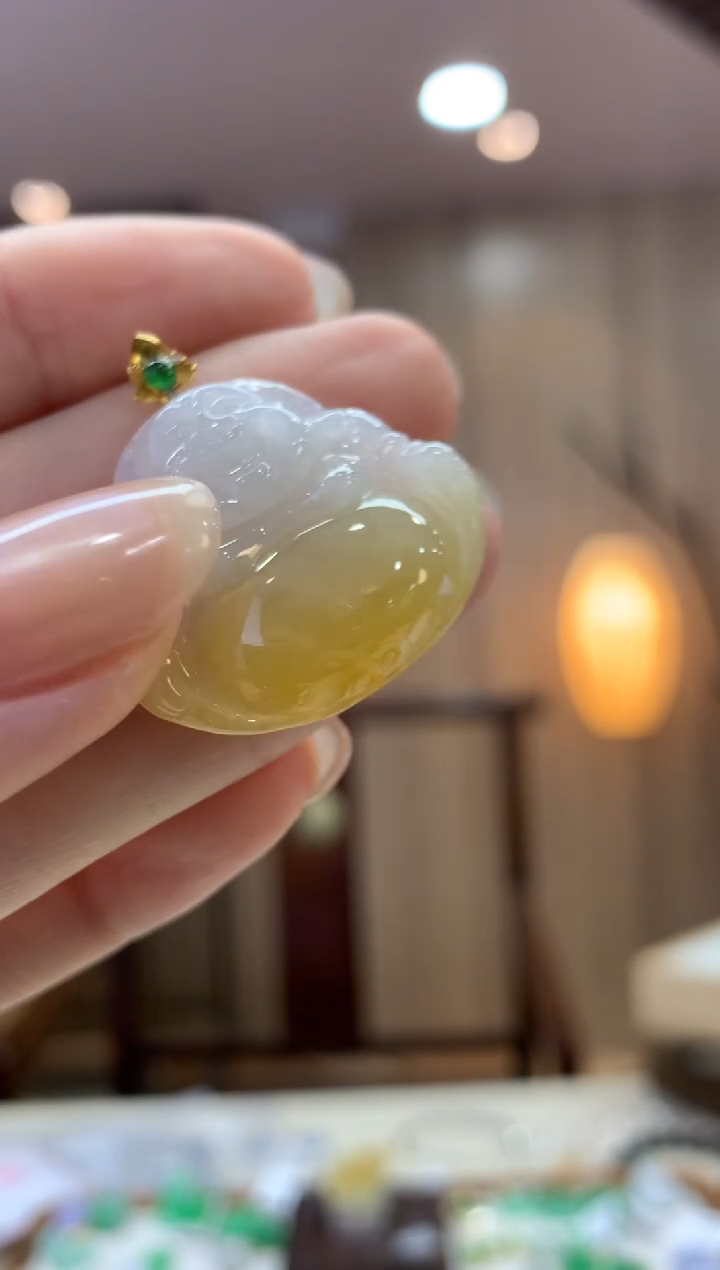 翡翠18K金镶嵌吊坠(不含链)佛公