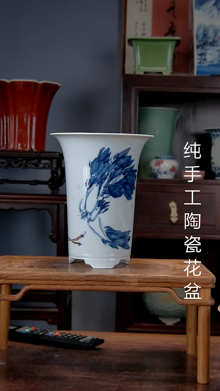 福**下景德镇陶瓷手工花盆瑕的