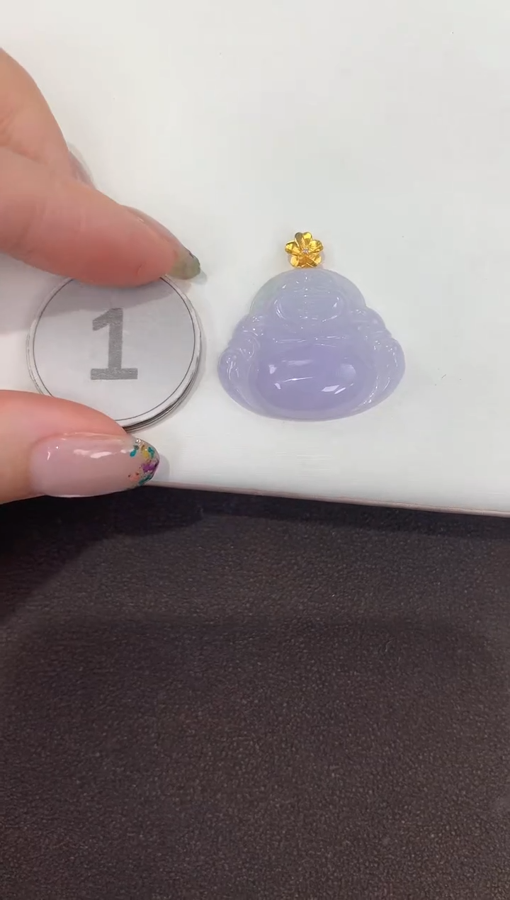 颈饰18K金镶嵌翡翠 天然缅甸a货翡翠