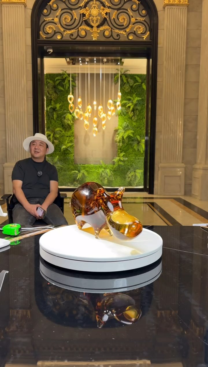 【闪购商品】茶宠AJ06227茶金色河马摆件