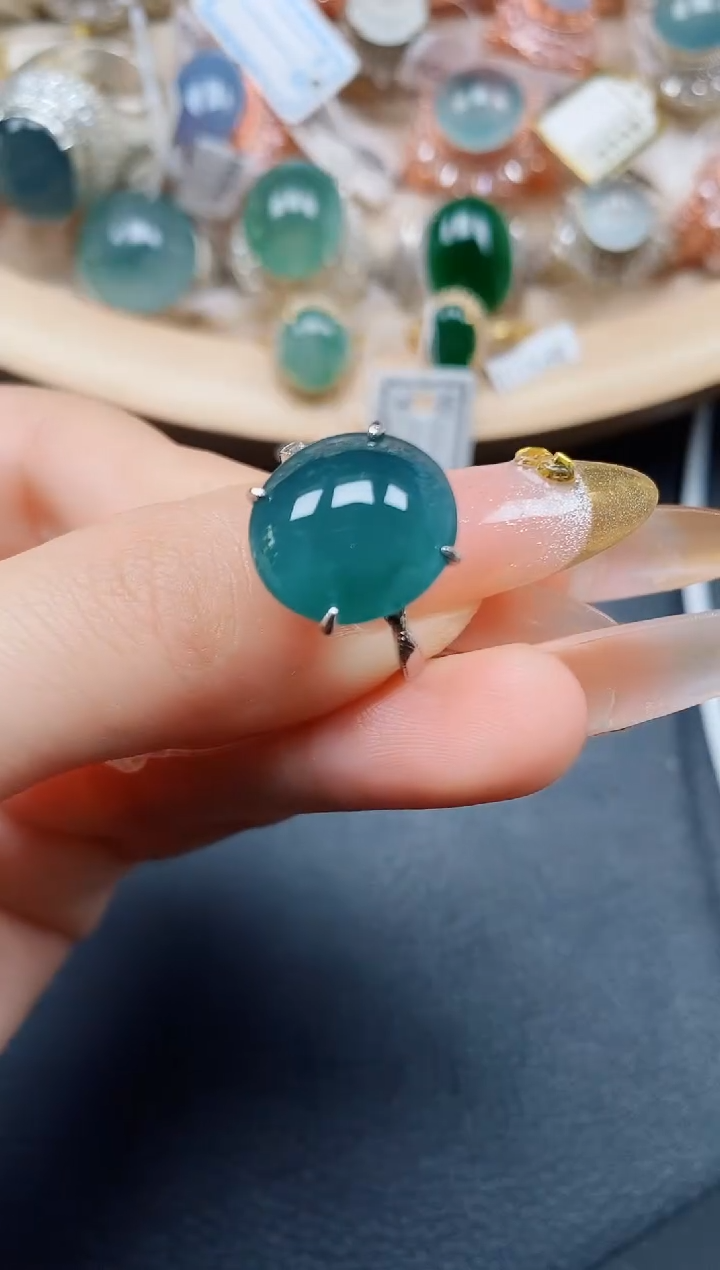 【闪购商品】翡翠戒指银S925镶嵌翡翠