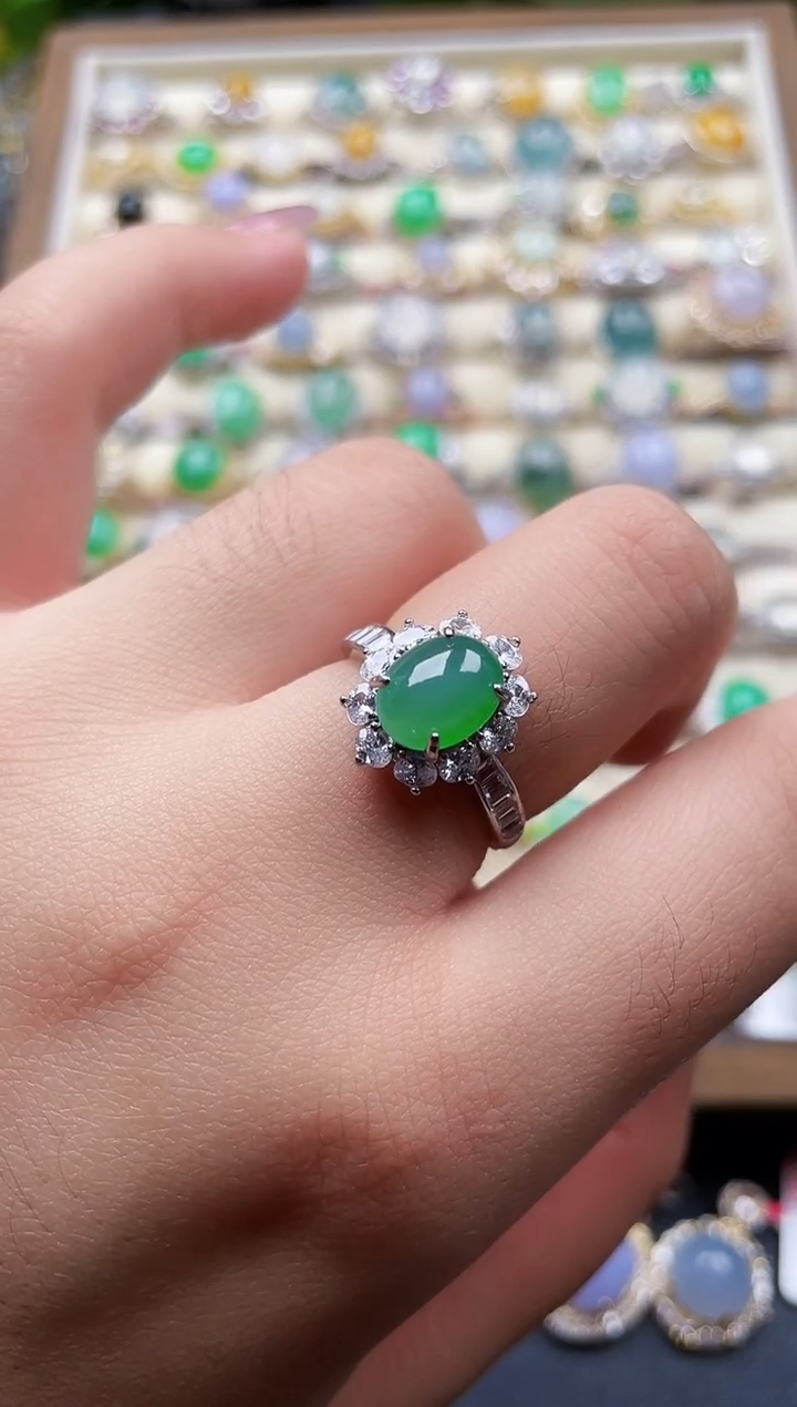 银S925镶嵌戒指翡翠173