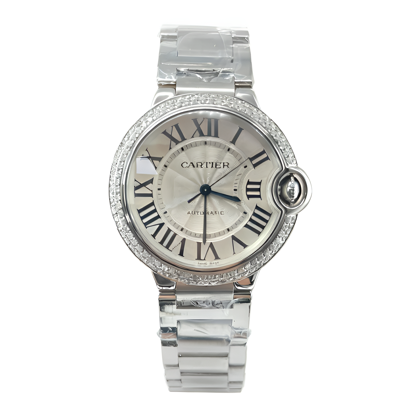99新 Cartier/卡地亚 蓝气球/36mm镶钻/W6920046白盘钢带机械手表