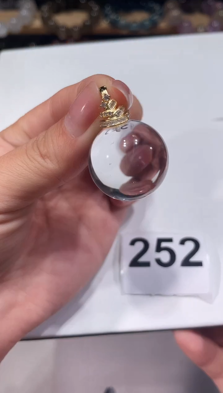 未镶嵌手链水晶A252白水晶吊坠金色扣头