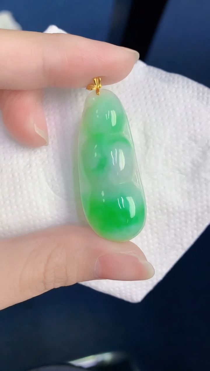 颈饰18K金镶嵌翡翠天然翡翠缅甸A货