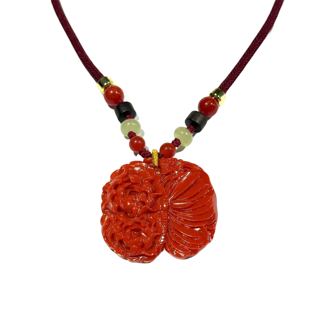 x755-国风气质设计款三姑娘蝴蝶牡丹花毛衣链-赠礼盒