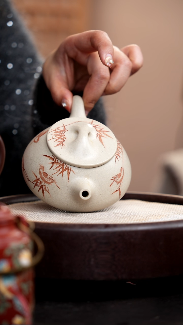 【闪购商品】紫砂茶壶白玉段景舟石瓢五子登科