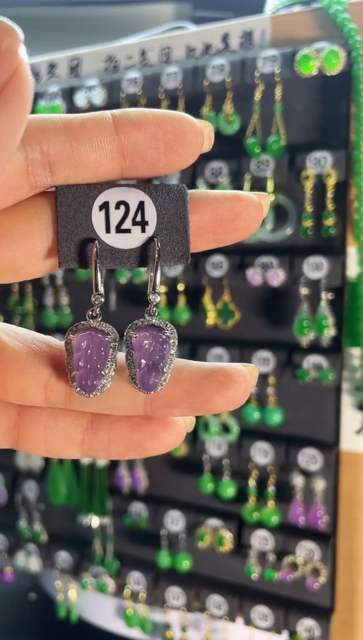 【闪购商品】翡翠耳饰银S925镶嵌124...