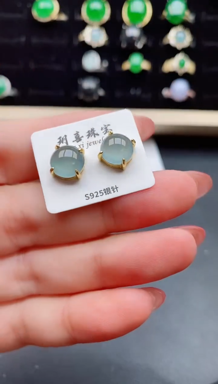 【闪购商品】翡翠耳饰银S925镶嵌12121211